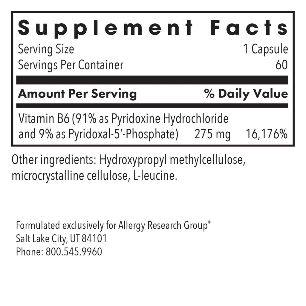 Allergy Research Group Pyridoxine P5P Vitamin B6 - 60 Capsules - image 2