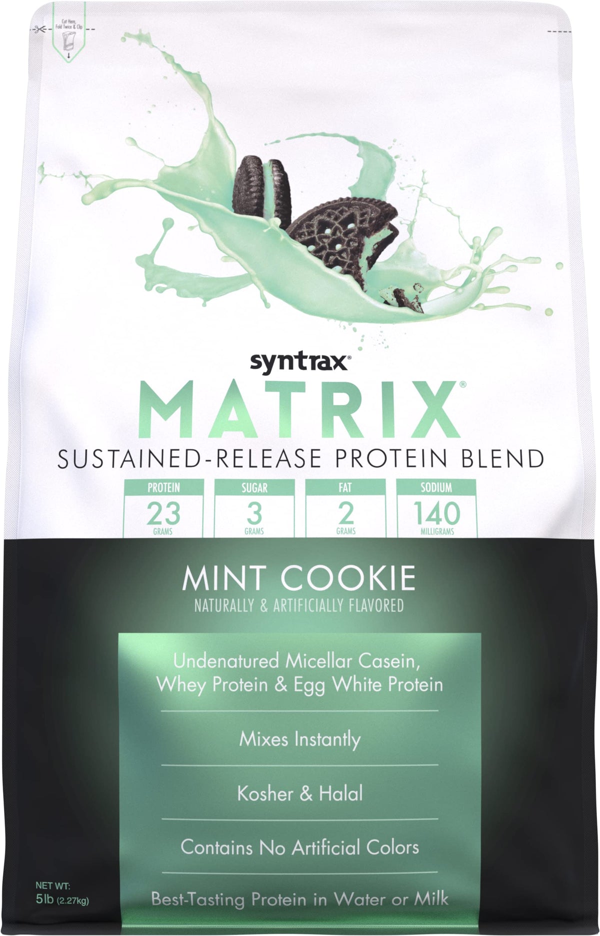 Syntrax Matrix Sustained-Release Protein Powder, Mint Cookie - 5 lb