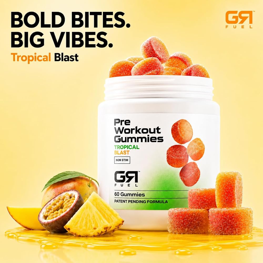 GR Fuel Non-Stim Pre Workout Gummies, Tropical Blast
