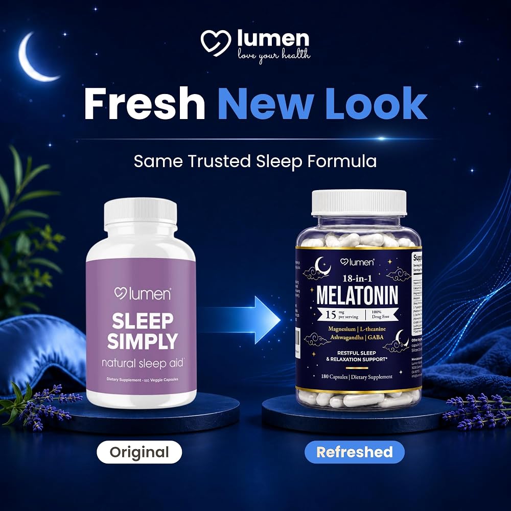 Lumen Naturals Sleep Simply Melatonin & Magnesium - 180 Capsules - image 2