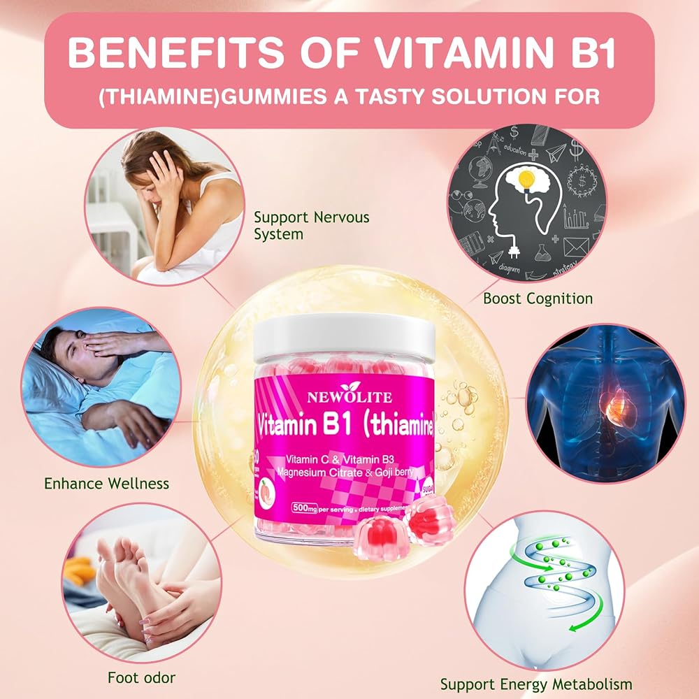NEWOLITE Vitamin B1 Thiamine 500mg Gummies - 60 Count - image 3