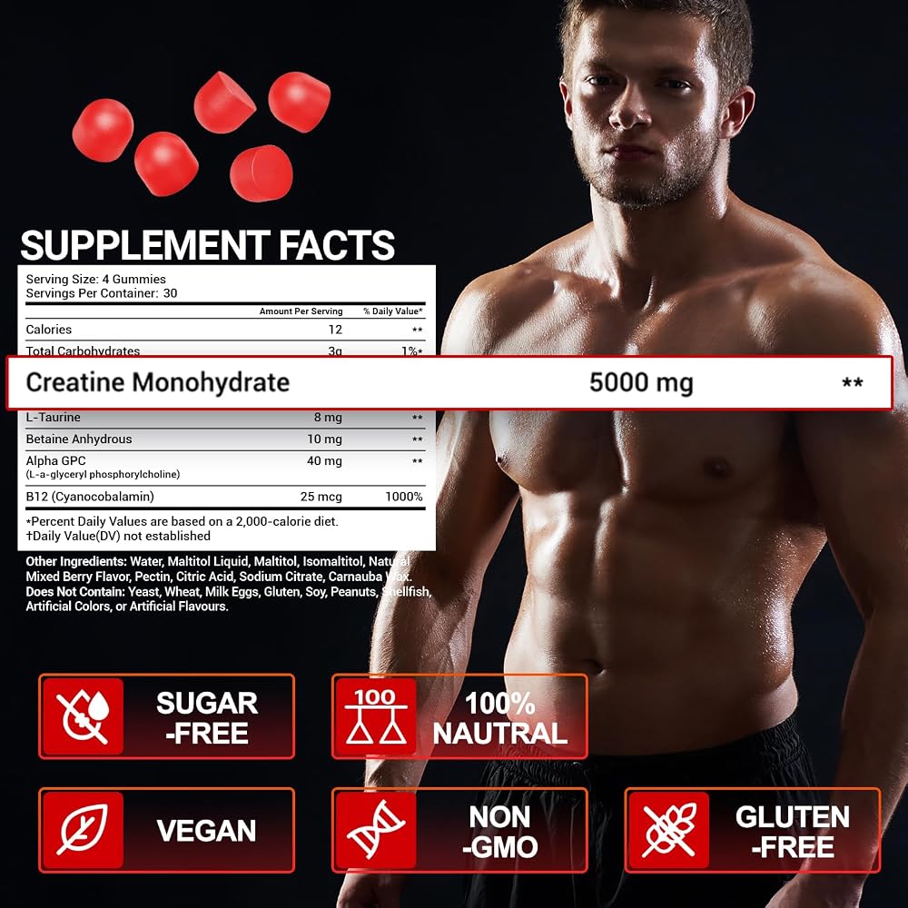 EDUDYF Creatine Monohydrate Gummies 5000mg - 120 Gummies - image 2
