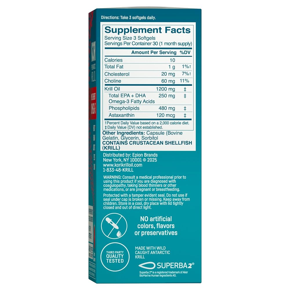 Kori Krill Oil Omega-3 EPA DHA, Phospholipids & Astaxanthin, 400mg - image 3