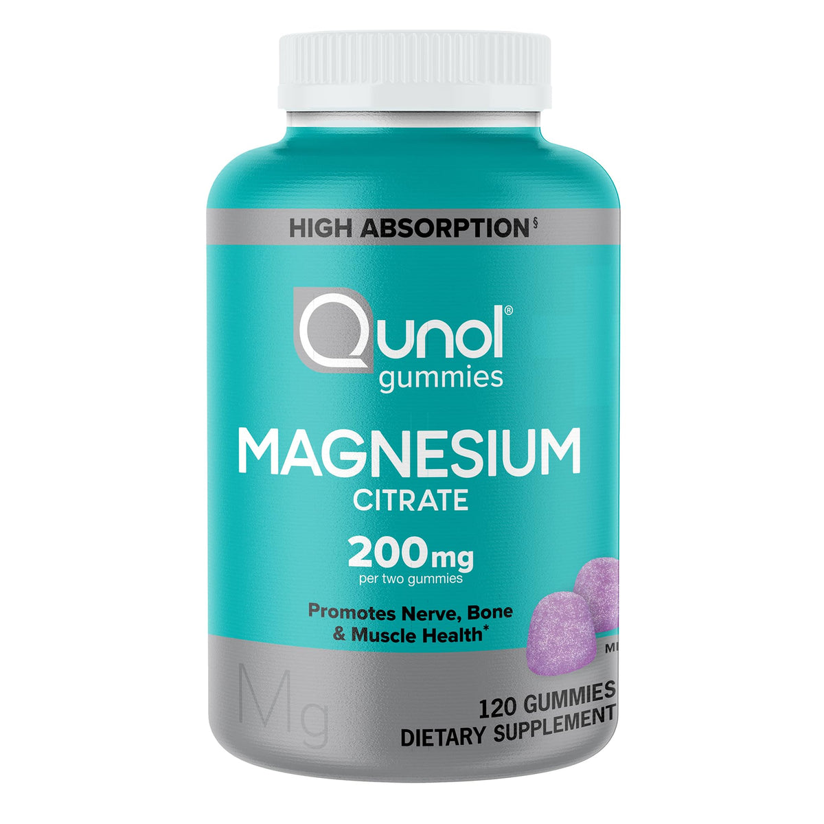 Qunol Magnesium Gummies for Adults, 200mg Magnesium Citrate Gummies
