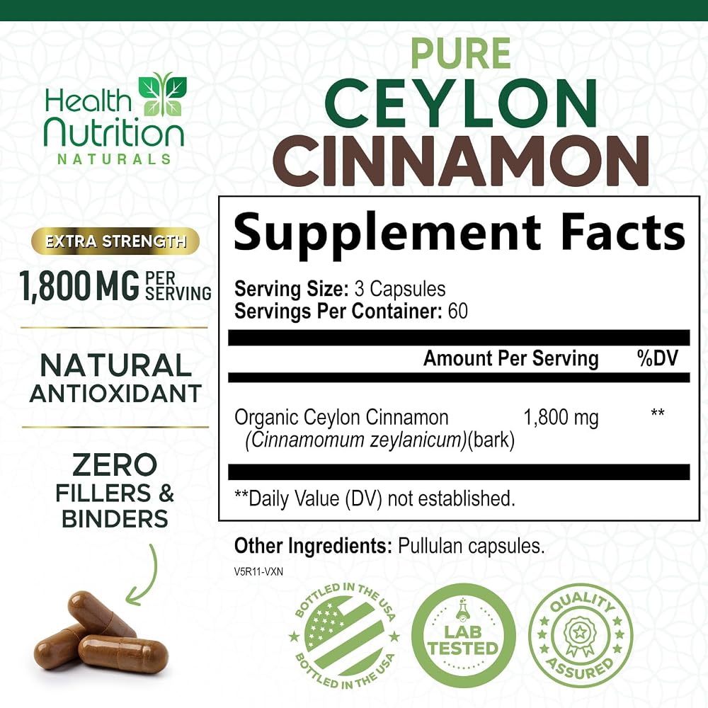 Health Nutrition Naturals Ceylon Cinnamon Capsules - 100% Extra - image 3