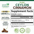 Health Nutrition Naturals Ceylon Cinnamon Capsules - 100% Extra - image 3