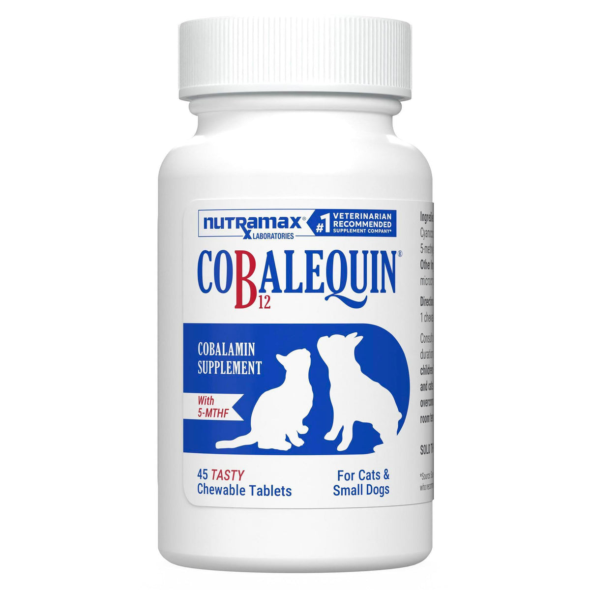 Nutramax Cobalequin B12 Supplement for Cats and Small Dogs - 45 Tablets