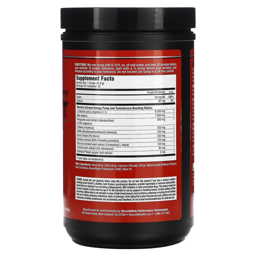MuscleMeds Nitrotest Pre-Workout Supplement Drink