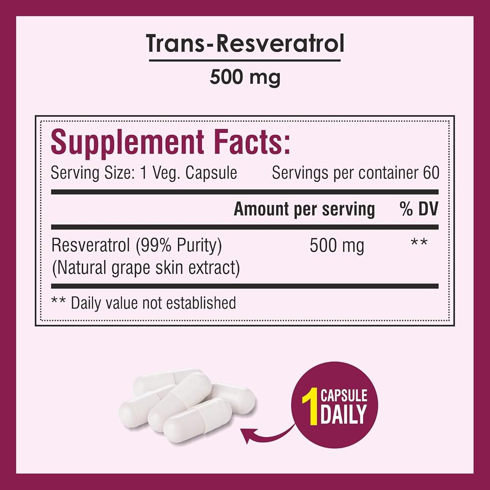 BIOTREX NUTRACEUTICALS Resveratrol 500mg - 60 Capsules - image 4