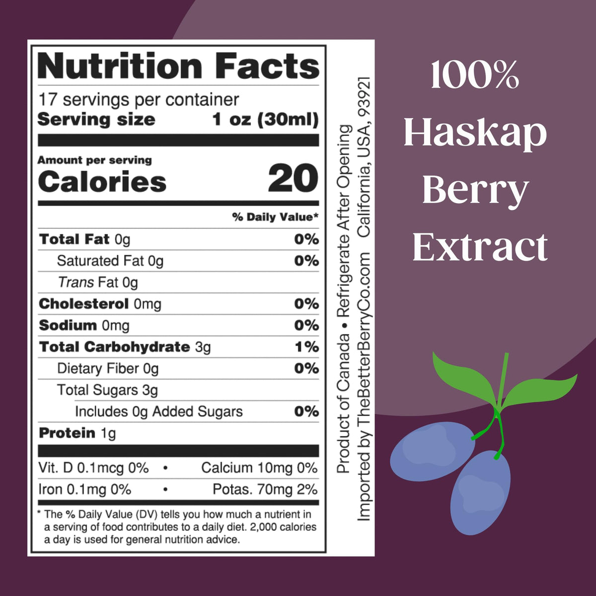 Sweet Prairie Haskap 100% Pressed Berry Juice - 17 fl oz - image 6