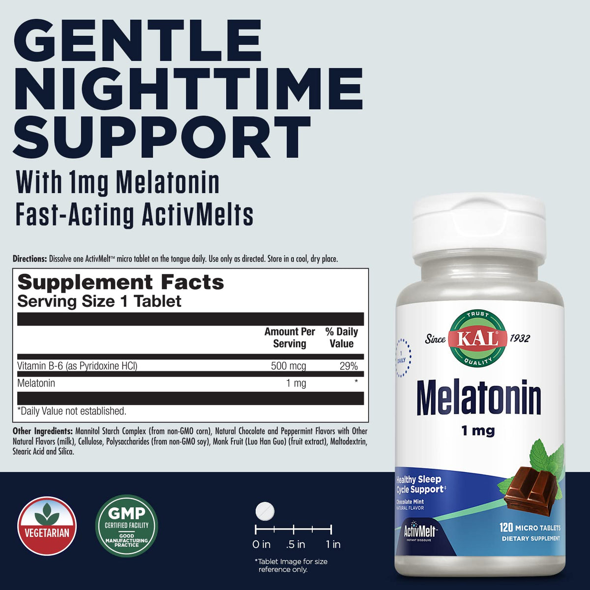 KAL Melatonin 1mg Sleep Aid - 120 Micro Tabs - image 2