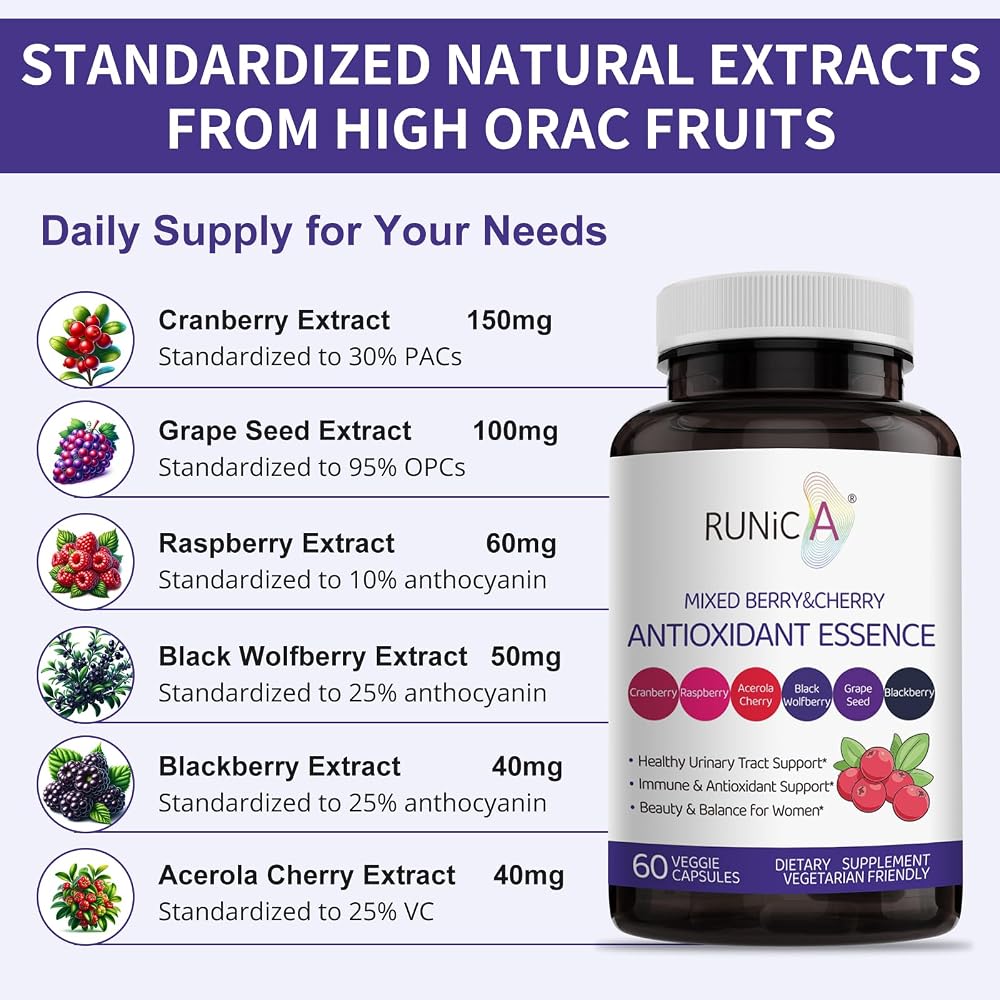 RUNICA 6X 6-in-1 Mixed Berry & Cherry Antioxidant Supplement