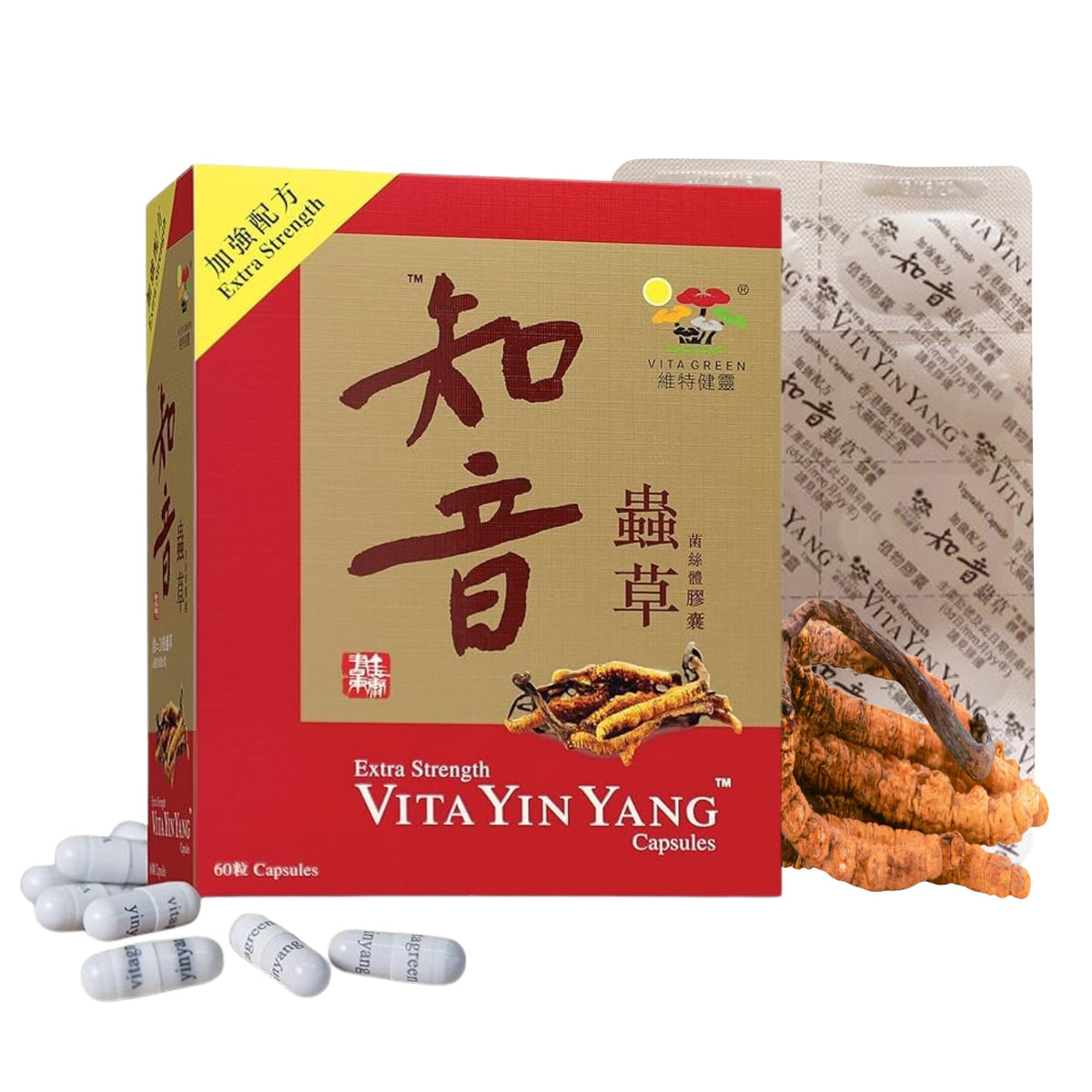 Vita Green Yin Yang Cordyceps Mycelium Energy Support - 60 Capsules