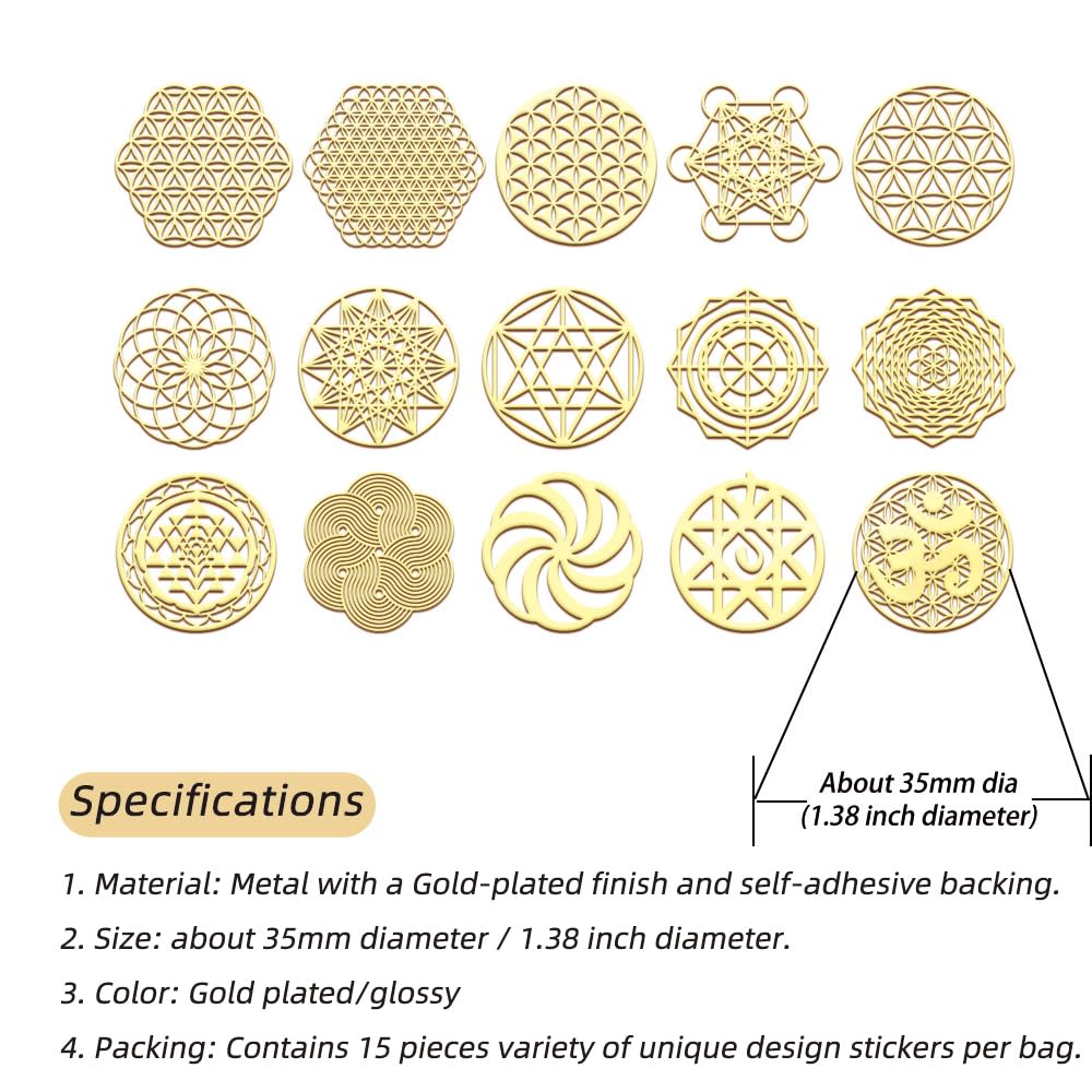 METAL ARTEM Flower of Life Orgonite Metal Stickers - 15 Pack - image 2