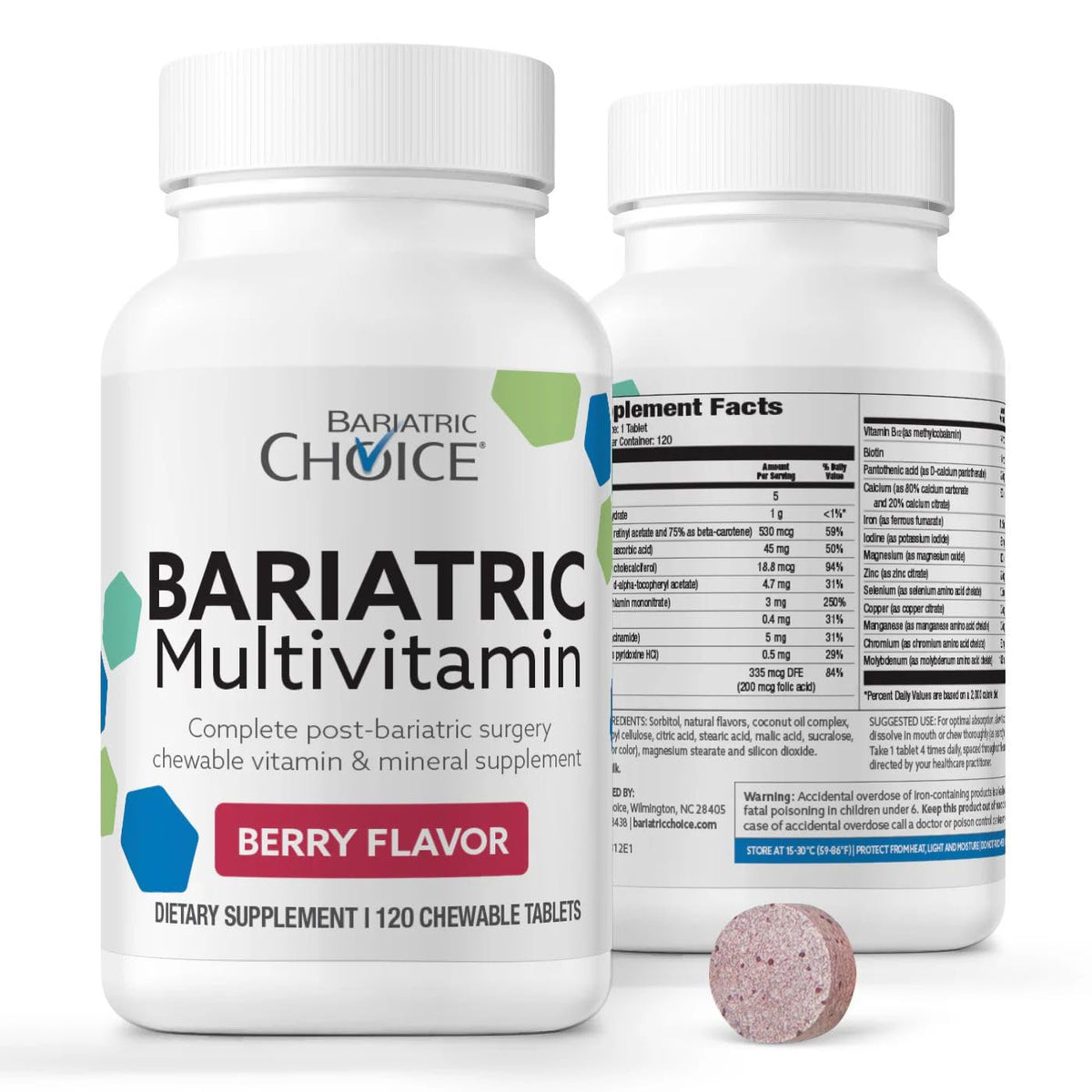 Bariatric Choice Chewable Multivitamin with Iron & Calcium - 120 Tablets
