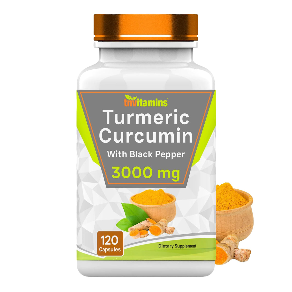 tnvitamins Turmeric Curcumin Capsules with Black Pepper - 120 Capsules