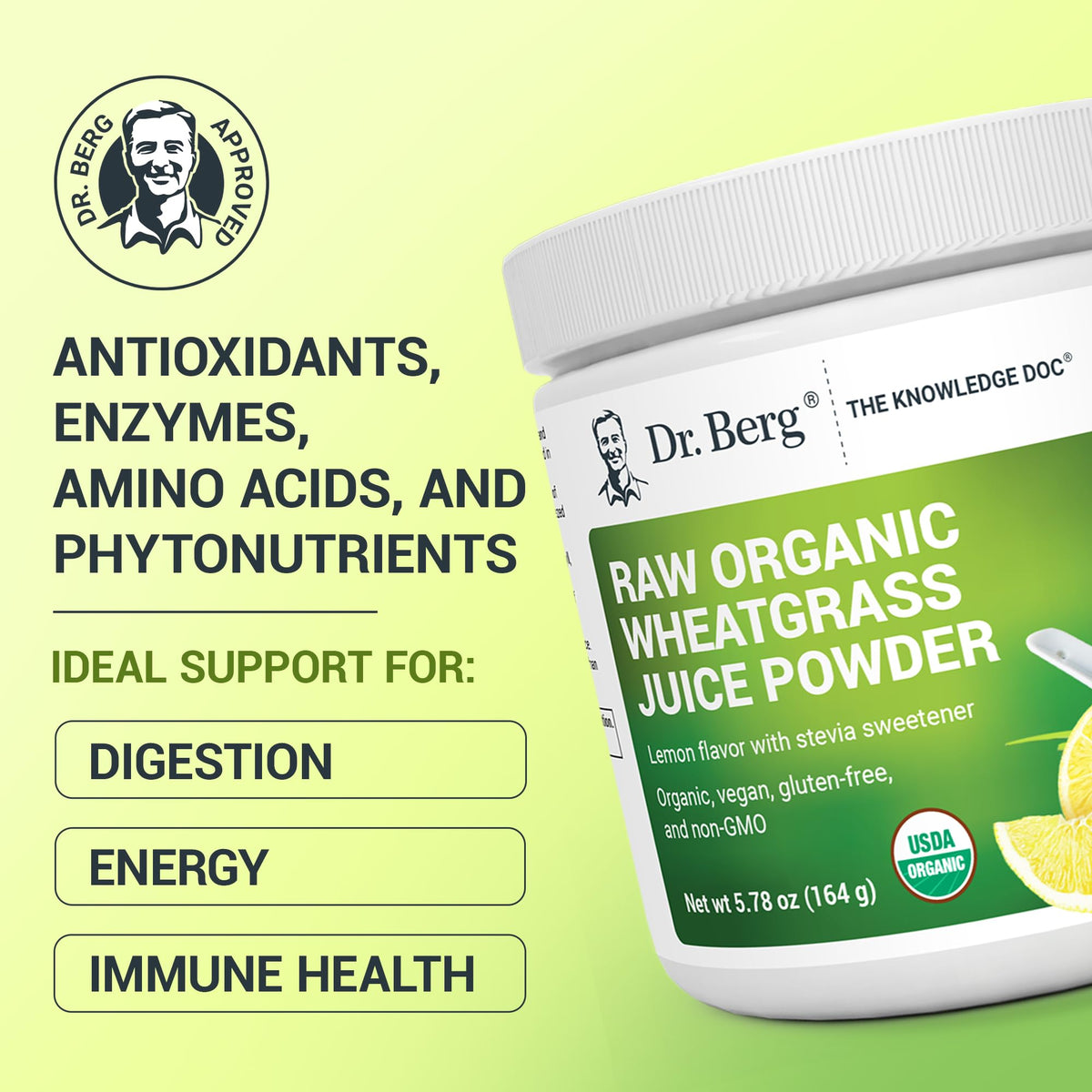 Dr. Berg Organic Green Powder Superfood with Wheatgrass - 60 Servings - image 2