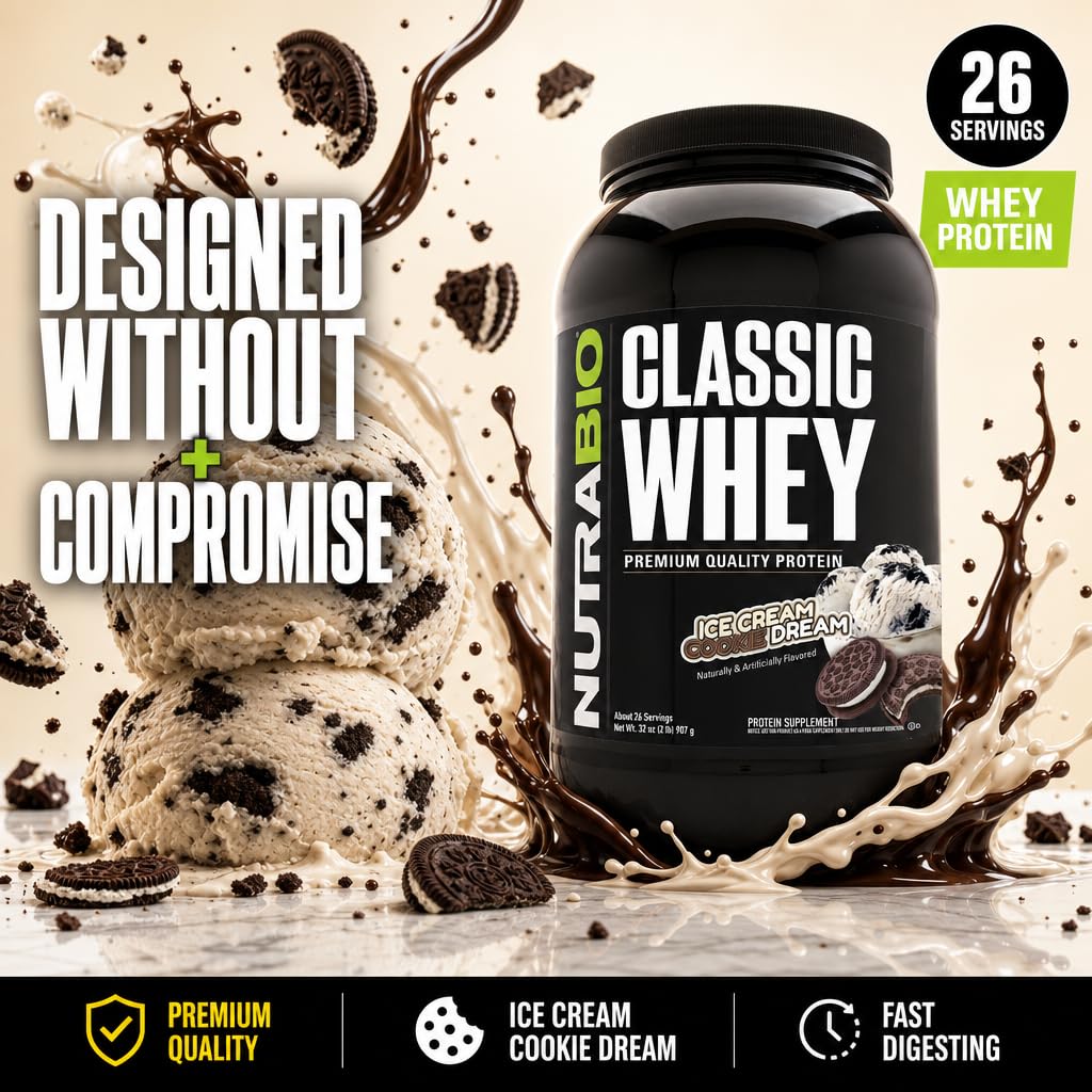 NutraBio Classic Whey Protein Powder Supplement - 25g of Protein Per