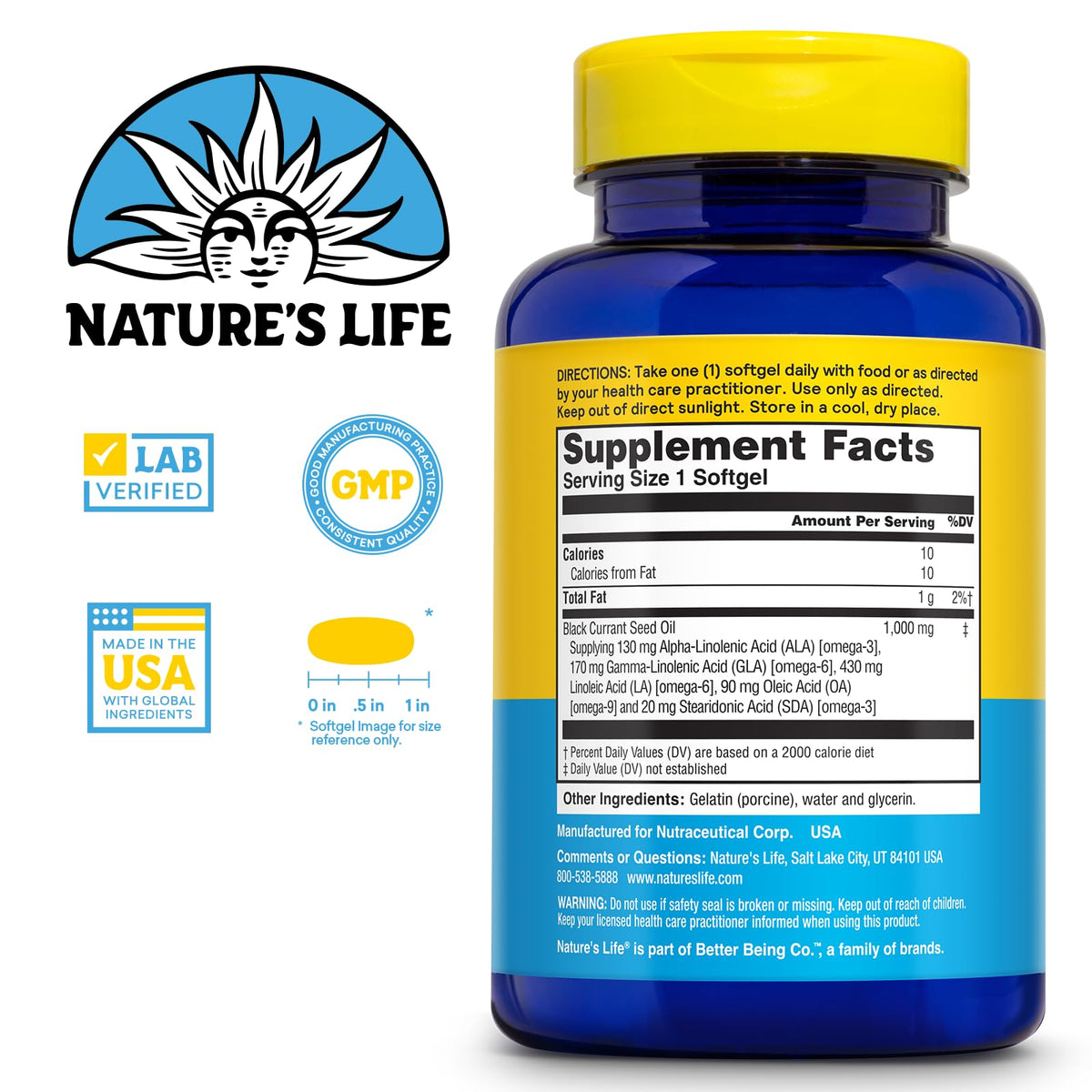 Health From The Sun Black Currant Seed Oil 1000mg - 60 Softgels - image 2