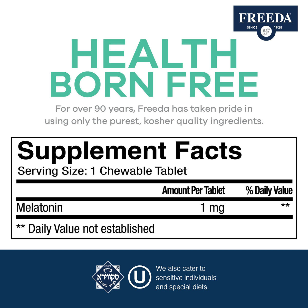 FREEDA Melatonin 1 mg Sugar-Free Chewable Tablets