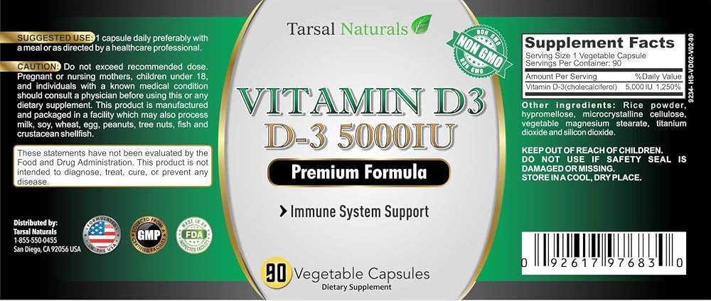 Tarsal Naturals Vitamin D3 5000 IU Capsules - 90 Capsules - image 4