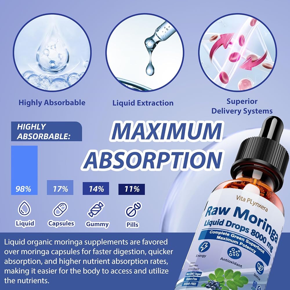 Vita PLynxera Raw Moringa Liquid Drops 8000 mg