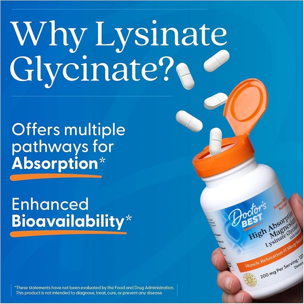 Doctor's BEST Magnesium Glycinate Lysinate for Sleep - 120 Tablets - image 5