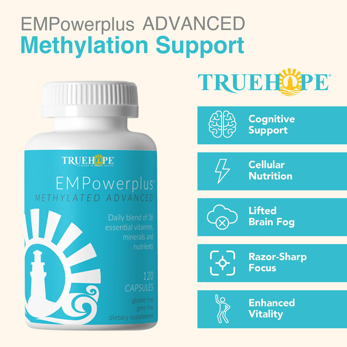 Truehope EMPowerplus Methylated Multivitamin Cognitive Support - 120 Capsules - image 5