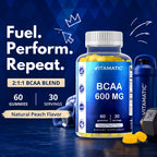 Vitamatic BCAA Gummies - Branch Chain Amino Acid Supplements - Peach