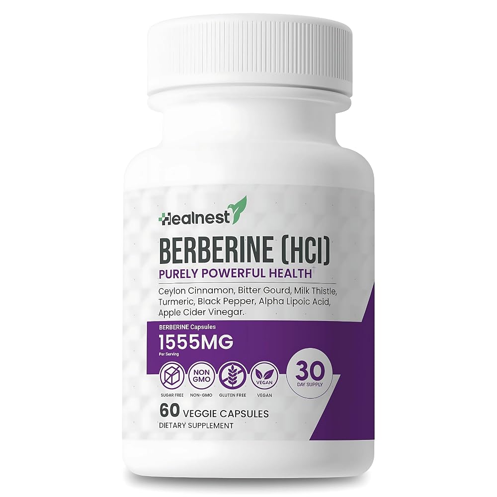 HEALNEST Berberine HCl 500 mg with Cinnamon & Turmeric - 60 Capsules