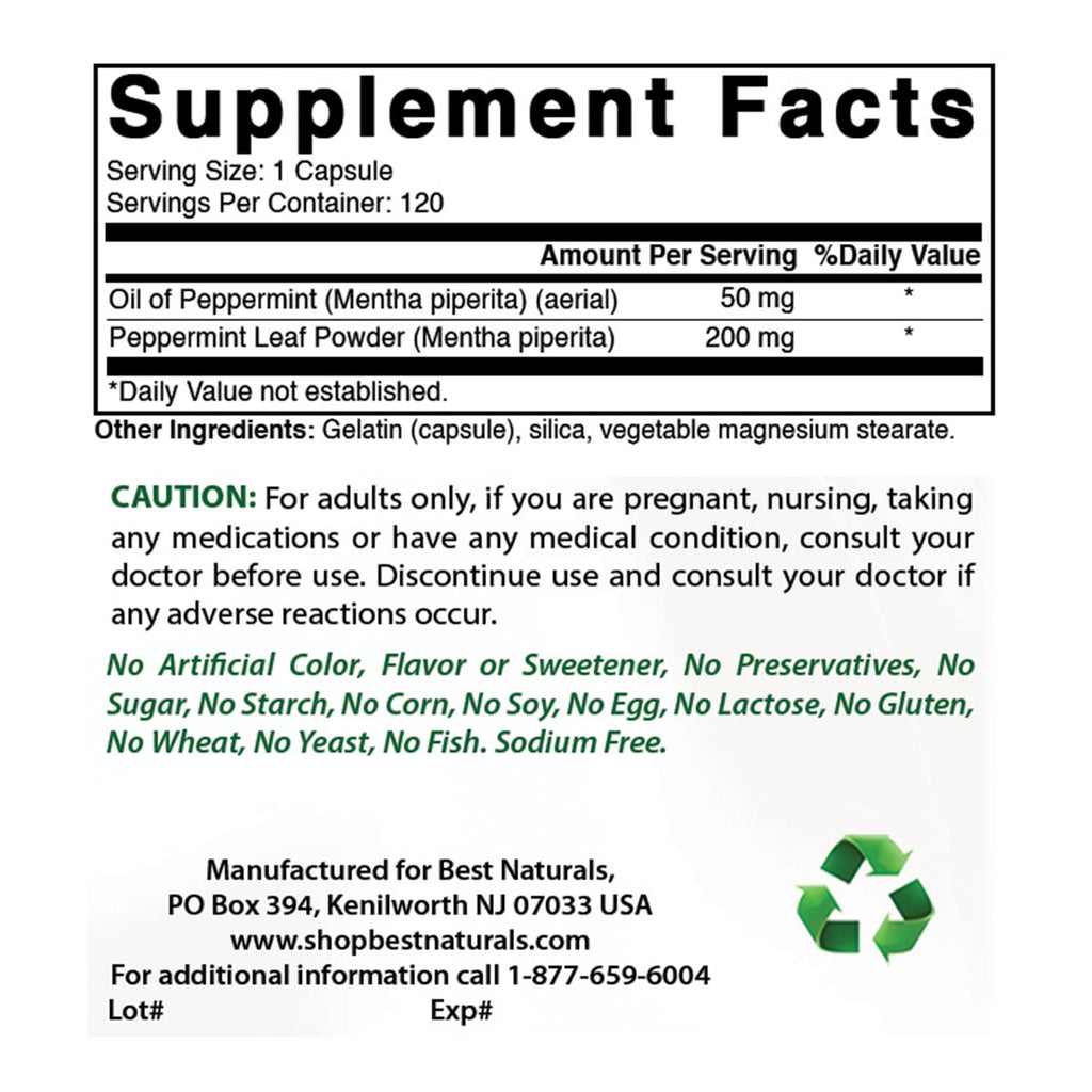 Best Naturals Peppermint Oil 250 mg - 360 Capsules - image 2