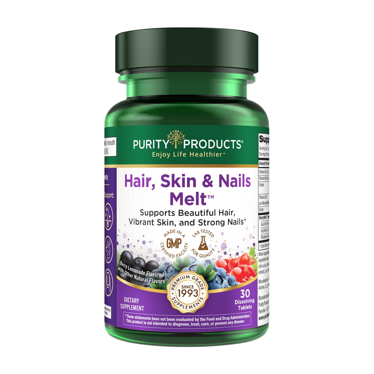 Purity Products Hair, Skin + Nails B-12 1000mcg + Biotin 2500mcg - 30 Tablets