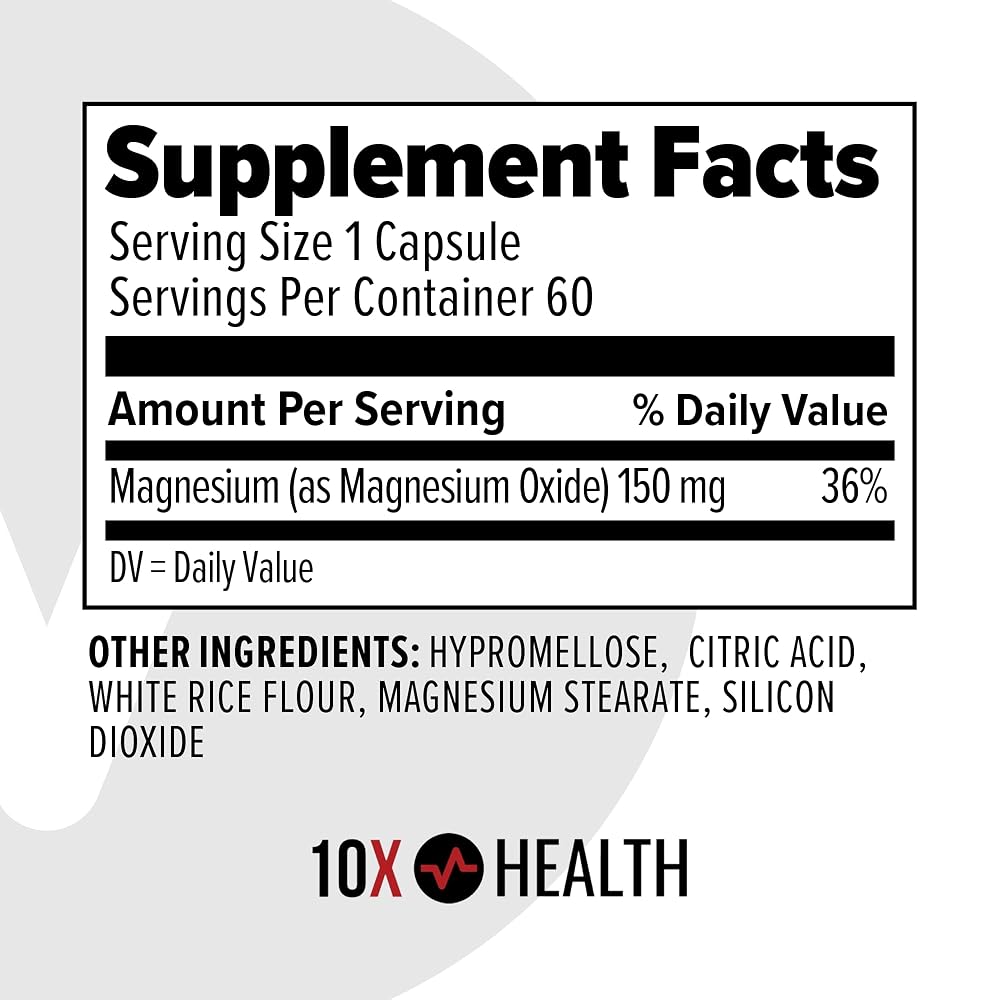 10X Health Magnesium Oxide Supplement for Sleep & Muscle Support - 60 Capsules - image 6