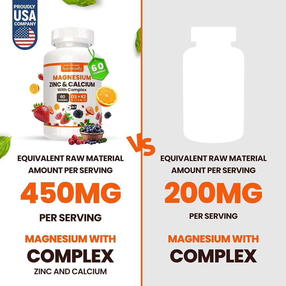 HARMONIFY Magnesium Calcium Zinc with Vitamin D3 & K2 Gummies - 60 Count - image 3