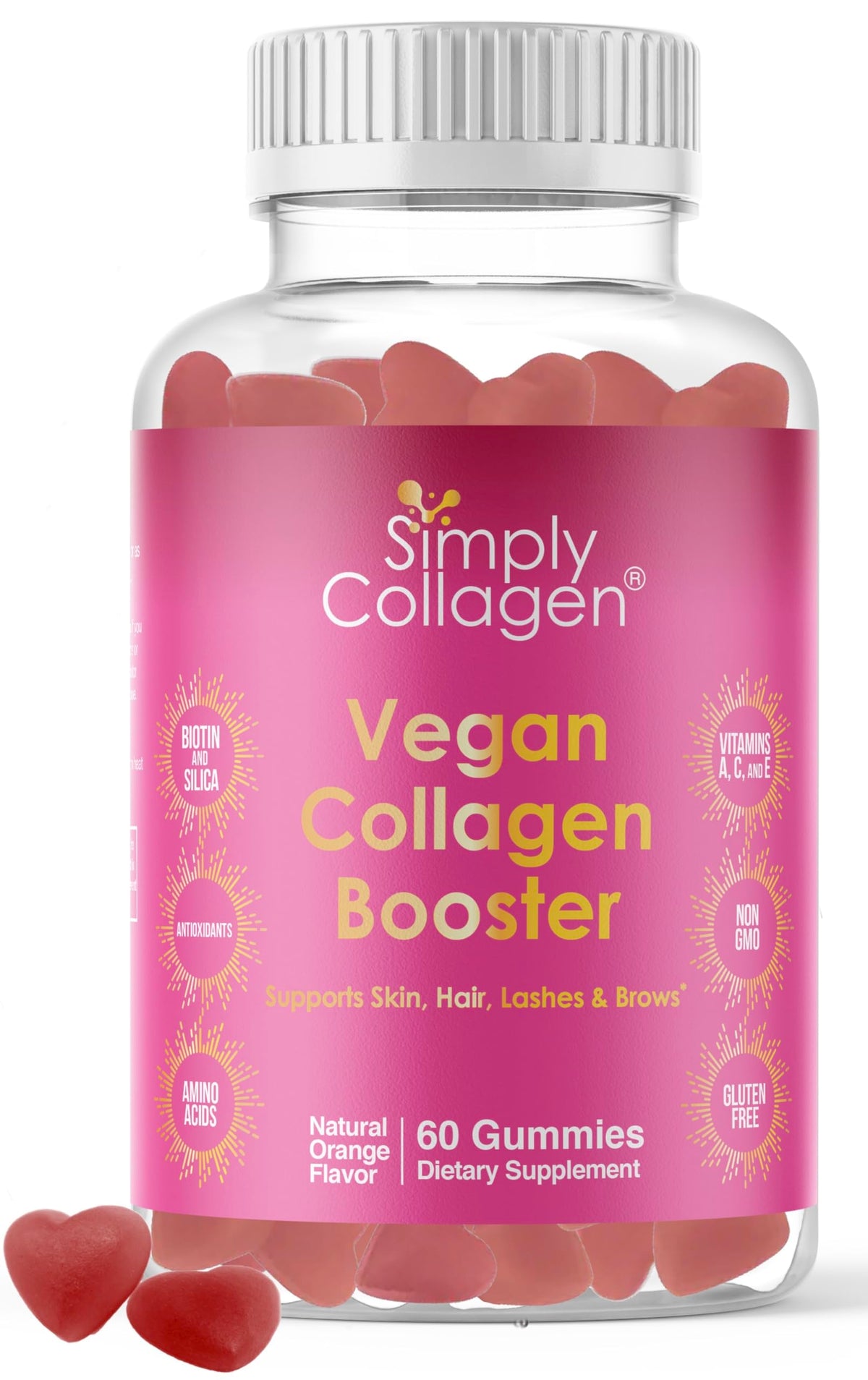 Simply Collagen Vegan Collagen Gummies for Skin, Hair & Nails - 60 Count