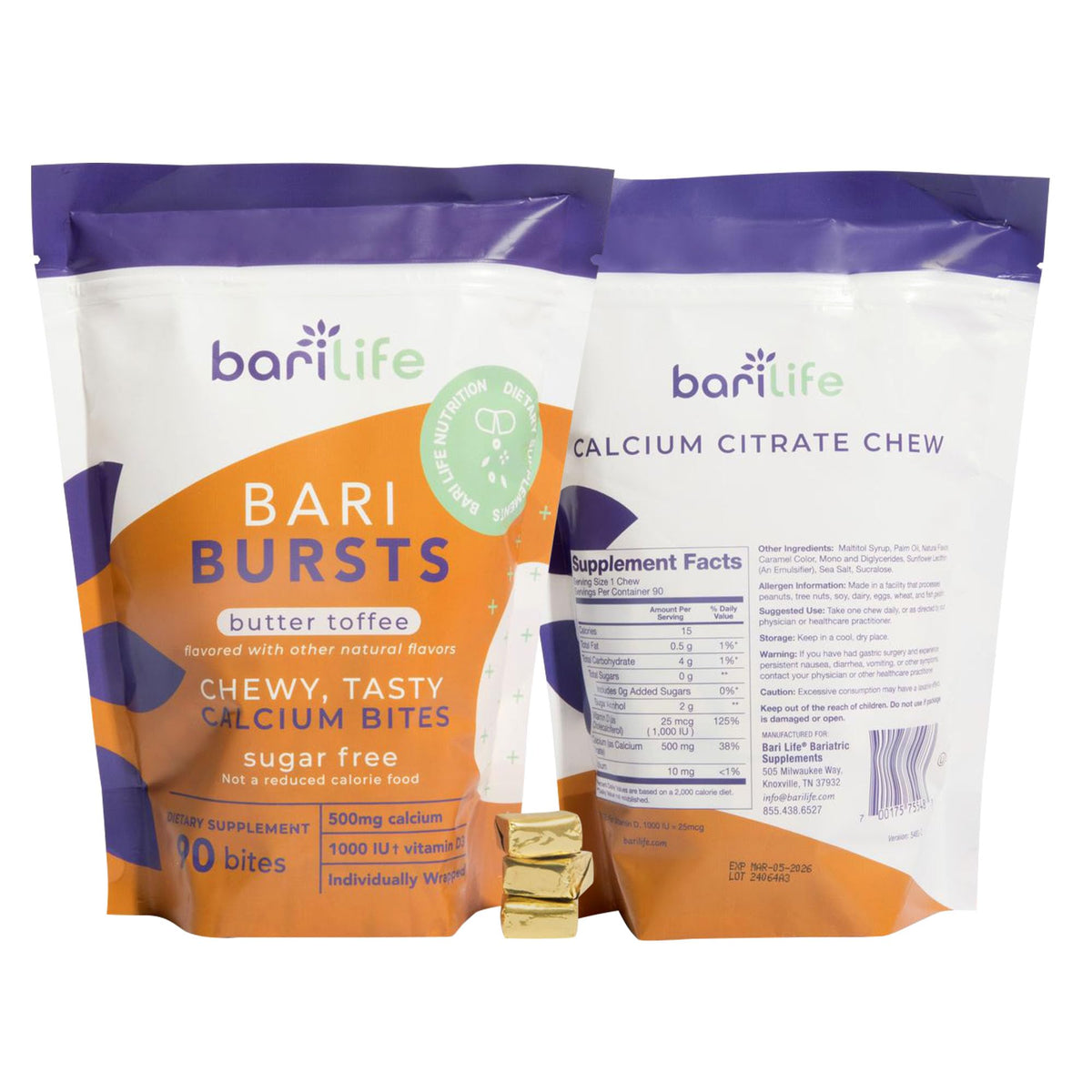 Bari Life Calcium Citrate Bariatric Calcium Chews with 1000 IU Vitamin D3
