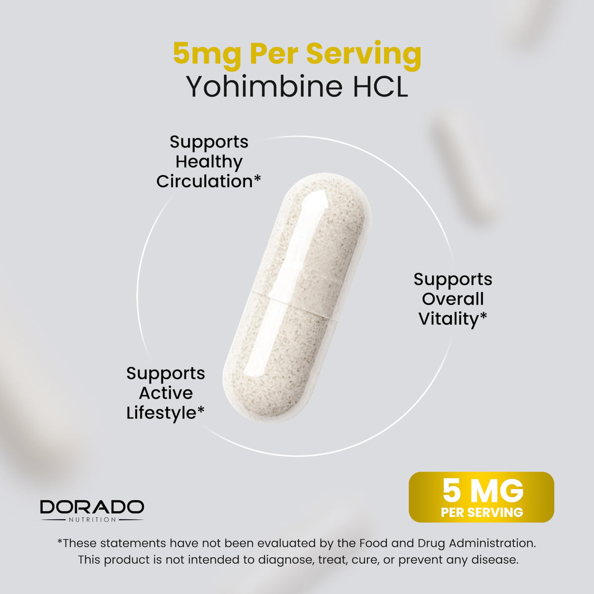 DORADO NUTRITION Yohimbine HCL 5mg - 270 Capsules - image 5
