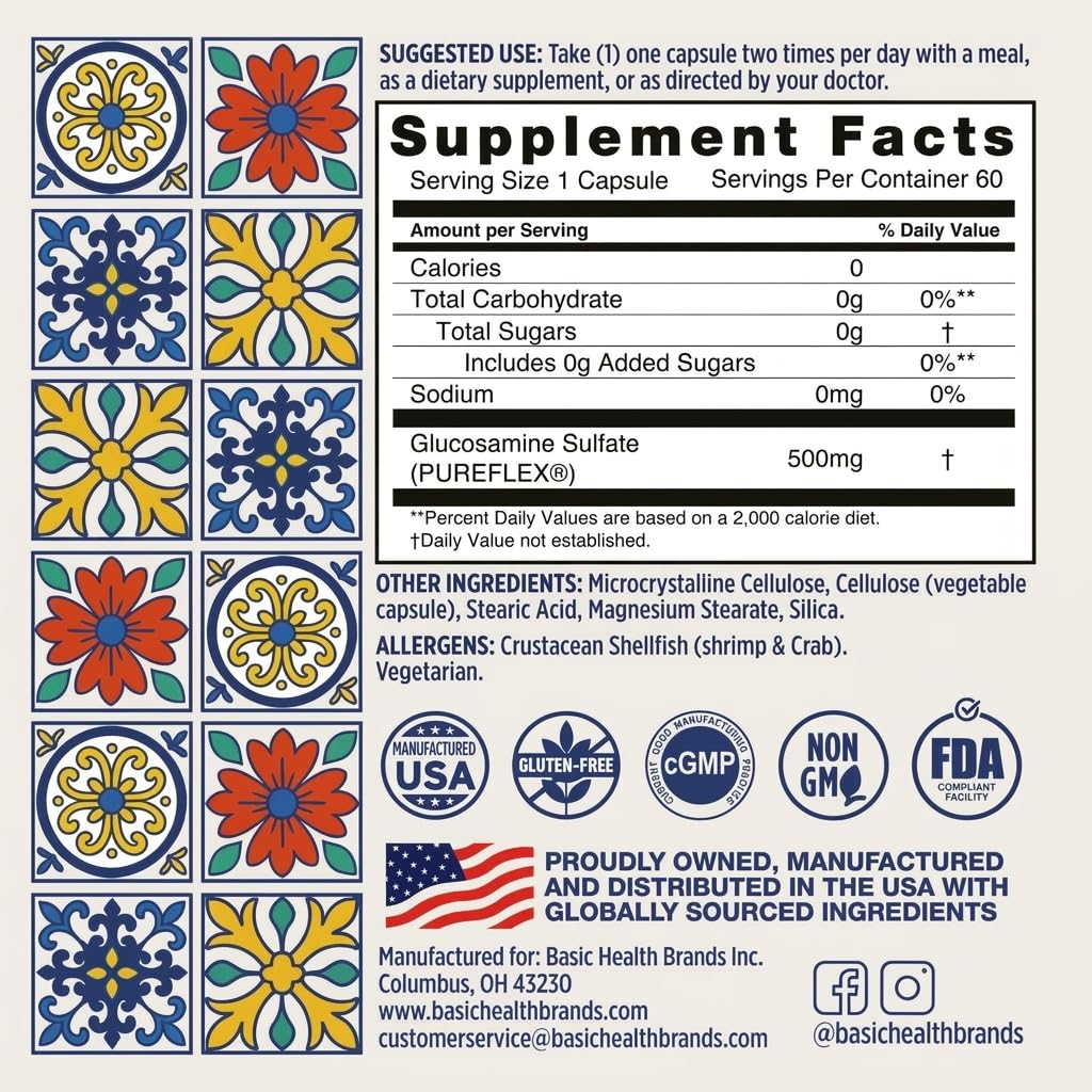 Basic Brands Pura Salud Pureflex Glucosamine Sulfate 500mg