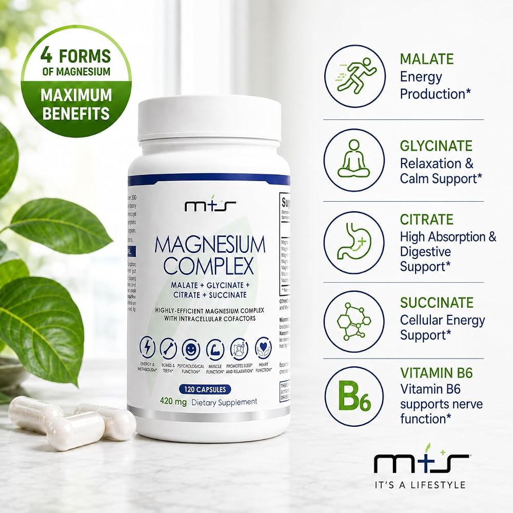 M+S Magnesium Complex 420mg with B-Vitamins - 120 Capsules - image 4