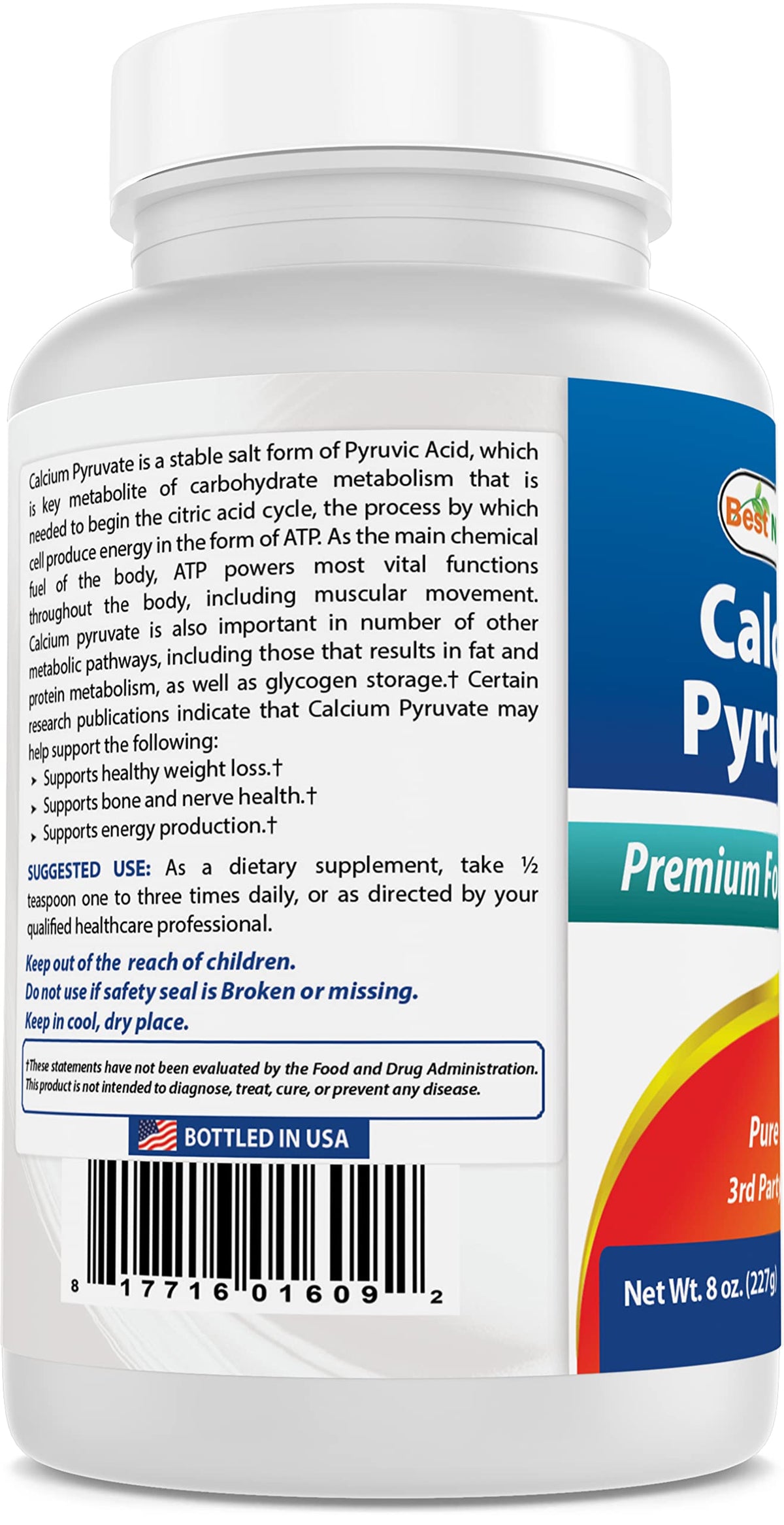 Best Naturals Calcium Pyruvate Powder 8 OZ