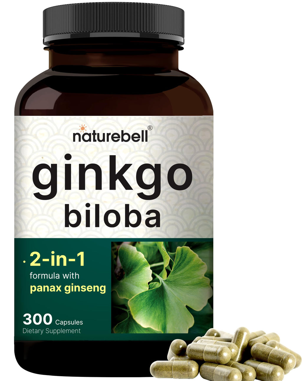 NatureBell Ginkgo Biloba with Panax Ginseng - 300 Capsules