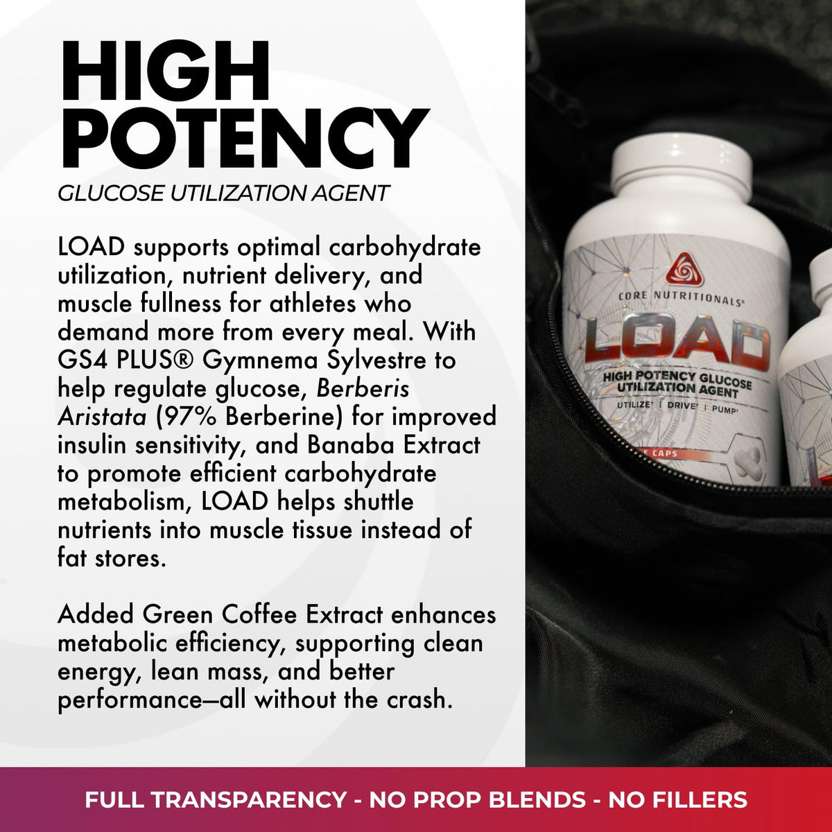 Core Nutritionals Load Glucose Utilization Agent - 180 Vegetarian Capsules - image 4