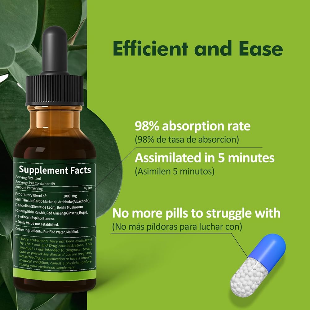 Herbmood Milk Thistle Liver Detox Drops,Herbal Detox Liquid.
