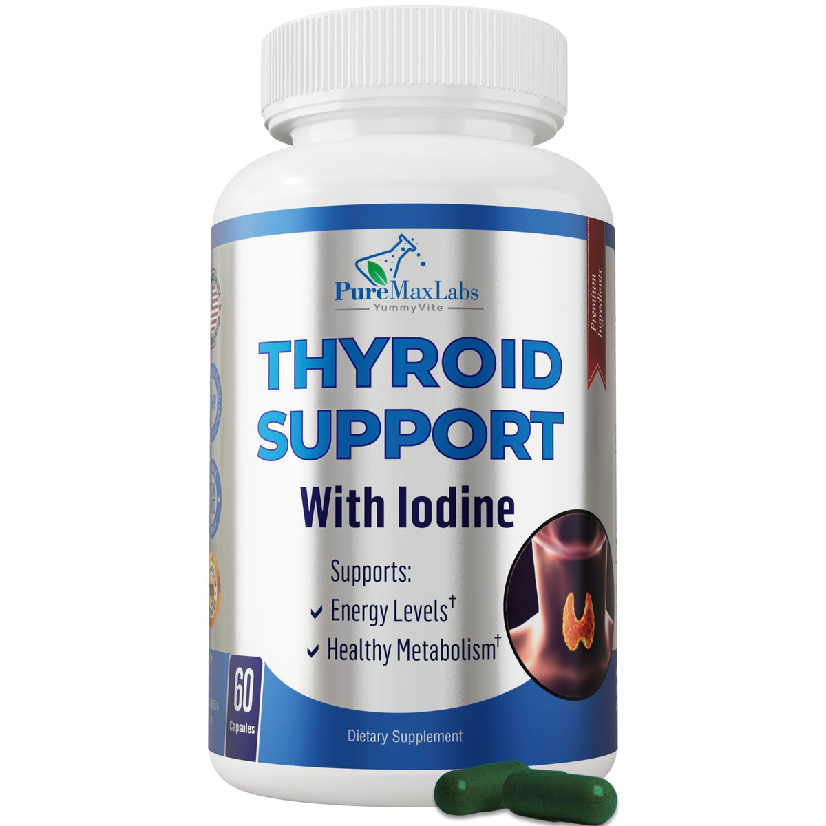 YUMMYVITE Thyroid Support with Iodine Metabolism Booster - 60 Capsules