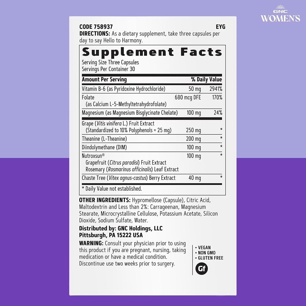 GNC Women's Hello Harmony Hormonal Support - 90 Capsules - image 7