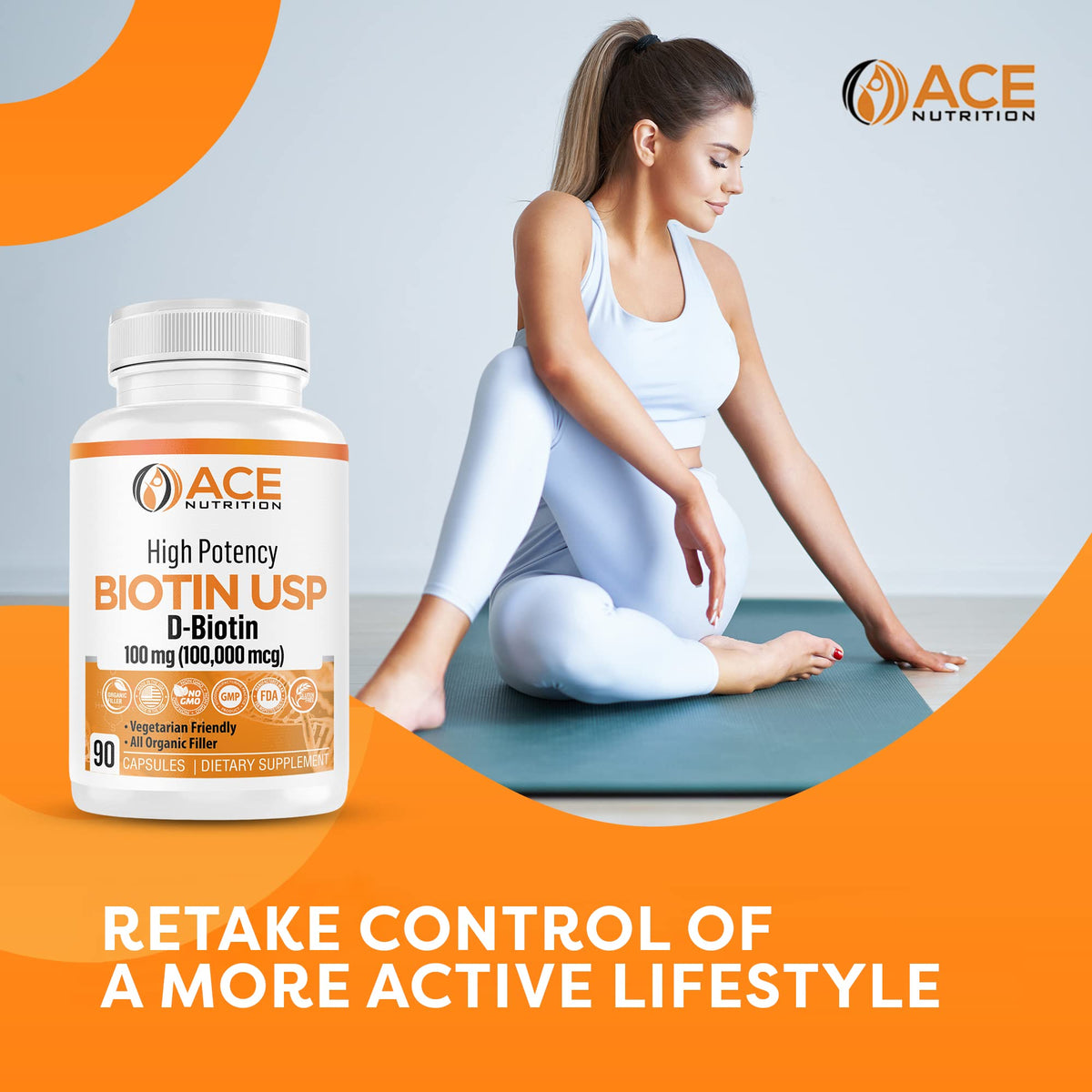 ACE NUTRITION High Potency Biotin USP 100mg - 270 Capsules - image 3