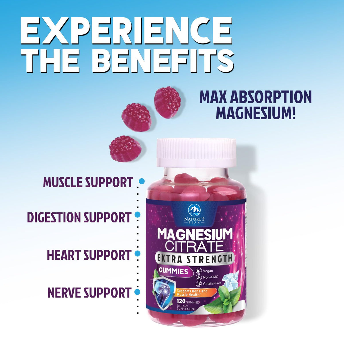 Nature's Peak Magnesium Citrate Gummies - High Absorption Magnesium
