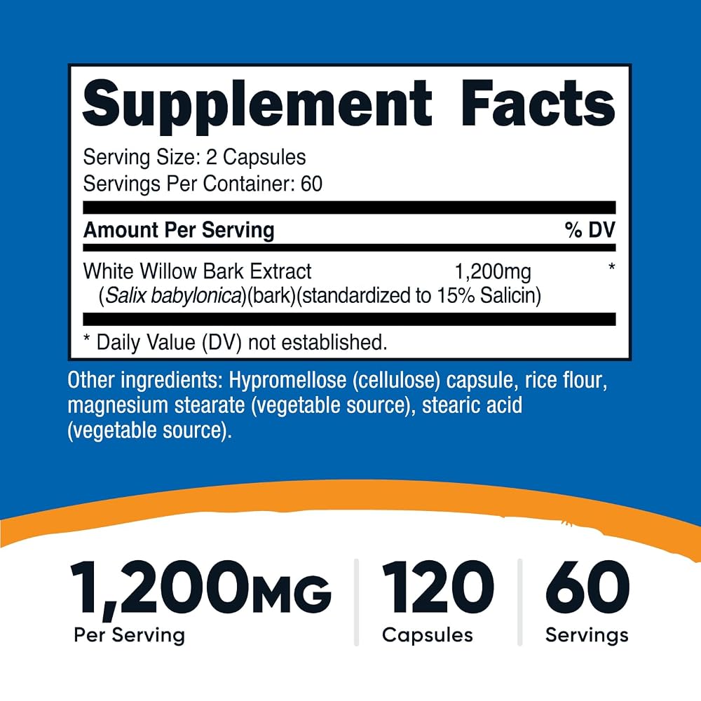 Nutricost White Willow Bark 1200 mg - 120 Capsules - image 2