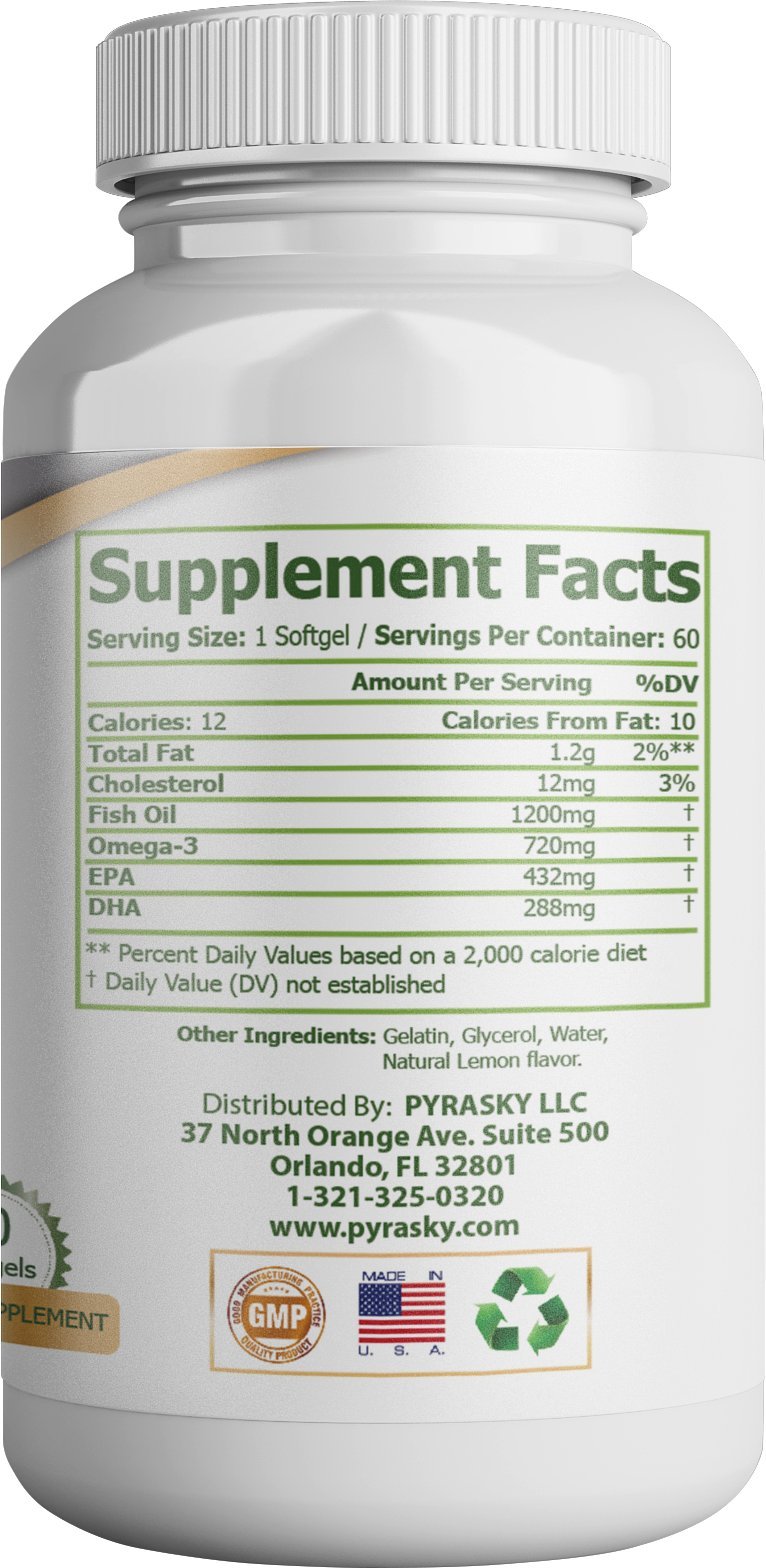 Pyrasky Nutrition Fish Oil Omega-3 Heart Health - 60 Softgels - image 3
