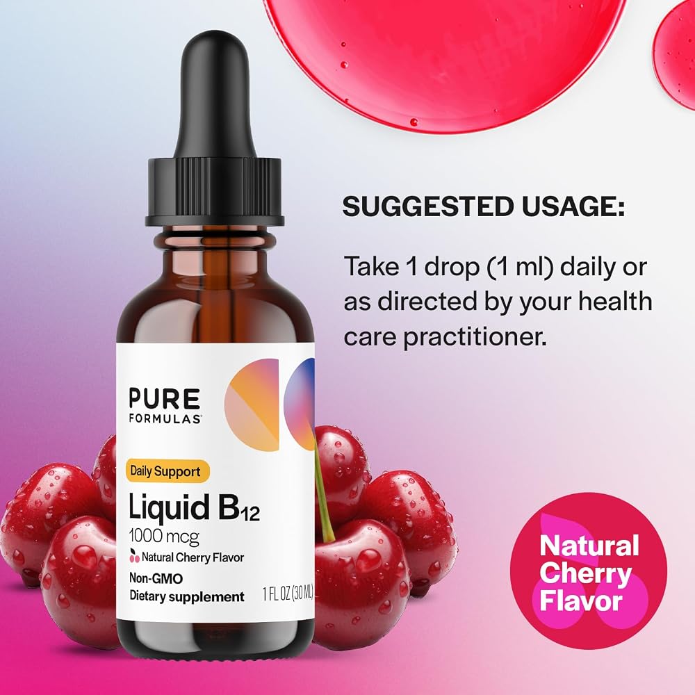 PureFormulas Liquid B12 1000 mcg Sublingual Drops - 1 fl. Oz. - image 4